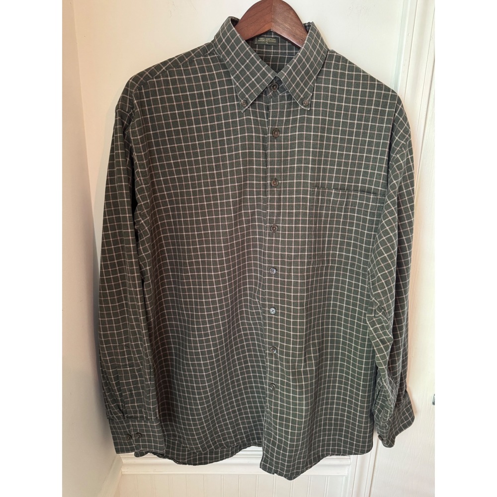 Orvis Signature Collection Mens XL Green Plaid Cotton Button Down Shirt